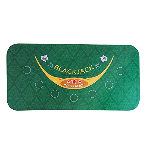 BCJMKDX Poker-Matten. Tragbare Poker-Tischdecke, Wildleder-Gummi, Black Jack 21Points, Baccarat, Casino, Poker-Tischdecke, grüne Tischmatte, Bretttuch mit Muster(24 * 47in) von BCJMKDX