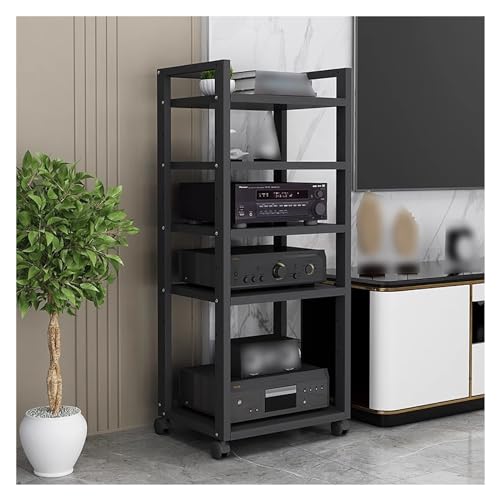 Lichtschwert， 120 cm hoher 5-stöckiger Medienständer, Audio-/Video-Komponentenschrank, Stereo-Komponenten-Rack-Schrank, Schrank for Heimbüro-Theater(Black) von BCJMKDX