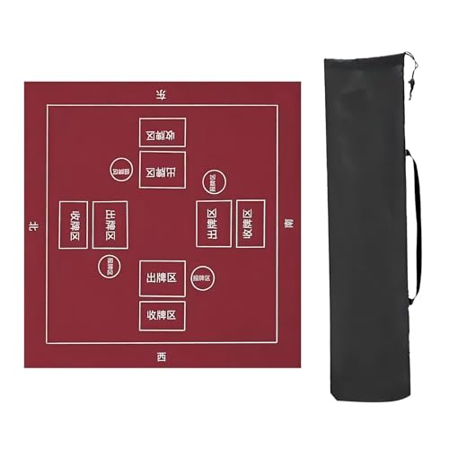 Poker-Matten. Mahjong-Tischmatte, Tischspielmatten, for Tische mit Regeln, verdickte rutschfeste und geräuschreduzierende Mahjong-Matte, for Mahjong-Spiele und Pokerspiele(Red,70x70cm(27.55x27. 55in)) von BCJMKDX