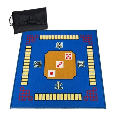 Poker-Matten. Mahjong-Tischmatte, Tischspielmatten, quadratisch, mit Tragetasche, geräuschreduzierende Spielkartenmatte for Poker, Kartenspiele, Brettspiele, Fliesen, Mahjong-Spiele(Blue,34.7x34.7inch von BCJMKDX