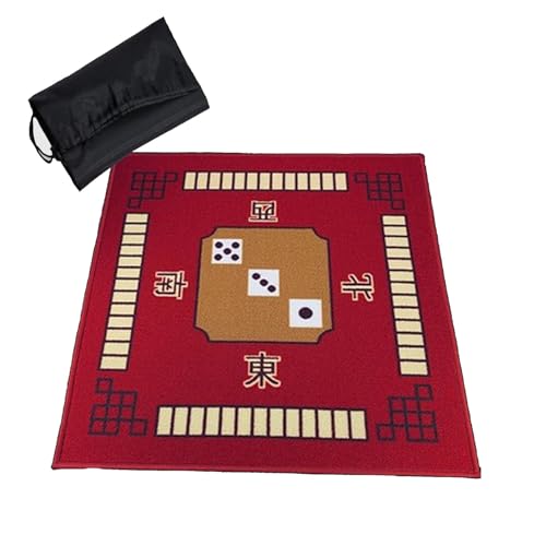 Poker-Matten. Mahjong-Tischmatte, Tischspielmatten, quadratisch, mit Tragetasche, geräuschreduzierende Spielkartenmatte for Poker, Kartenspiele, Brettspiele, Fliesen, Mahjong-Spiele(Red,32.7x32.7inch) von BCJMKDX