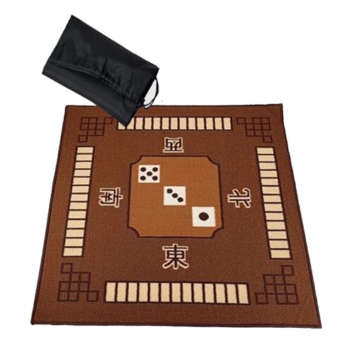 Poker-Matten. Mahjong-Tischmatte, Tischspielmatten, quadratisch, mit Tragetasche, geräuschreduzierende Spielkartenmatte for Poker, Kartenspiele, Brettspiele, Fliesen, Mahjong-Spiele(Brown,32.7x32.7inc von BCJMKDX