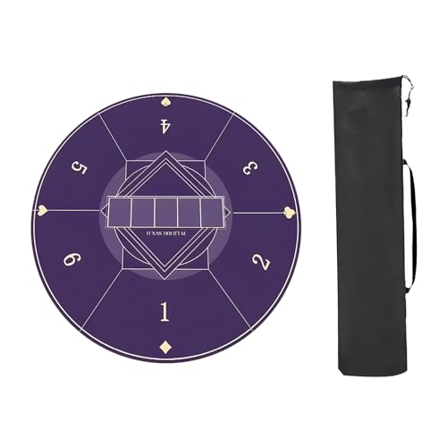 Poker-Matten. Mahjong-Tischmatte Tischspielmatten, rund mit Kante, verdickte rutschfeste und geräuschreduzierende Mahjong-Spielmatte, for Mahjong-Poker-Kartenspiele(Purple,70x70cm (27.55x27.55in)) von BCJMKDX