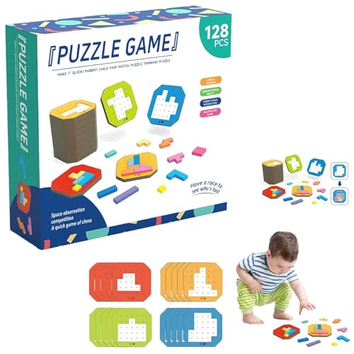 Bunte Block-Puzzle-Spiel, 2024 Neue 3D-Bausteine Brett Farbform Spiel, Eltern-Kind Zwei-Spieler-Spiel Konzentration Puzzle Geschenk Spielzeug für Kinder von BCLYERBJ