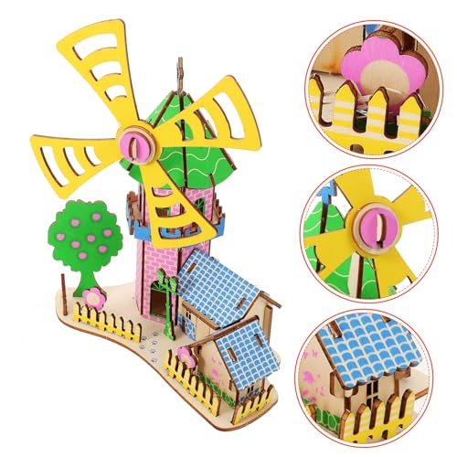 1 Satz Puzzle Rätsel Puppenhaus-Modell Mini- -bausatz DIY-modellbauspielzeug 3D-gebäuderätsel Spielzeug Zum Bauen Von Stielen Miniatur-hausbausatz Denksportaufgaben Hölzern BCOATH von BCOATH