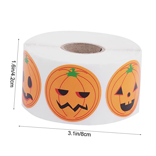 BCOATH 1 Rolle Halloween-Aufkleber Halloween-Geschenkaufkleber Kürbis-Grimassen-Aufkleber Halloween basteln Halloween Scherzartikel Dekoration Halloween deko Aufkleber dekorieren Orange von BCOATH