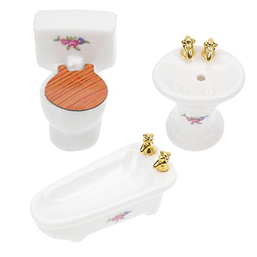 BCOATH 1 Satz Badezimmer 3-teiliges Set Gefälschtes Toilettenmodell Lichthausdekorationen Für Zu Hause Miniatur-puppenzubehör Mini-puppenhaus Mini-waschbecken Mini-Toilette Keramik von BCOATH