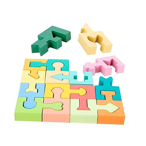 BCOATH 1 Satz Bausteine ​​Puzzle Denksportblock Lernblock Formen Vorschulgeometrie Frühpädagogisches Spielzeug Vorschulspielzeug Für Den Unterricht Kinder Rätsel Vorschulrätsel Holz von BCOATH