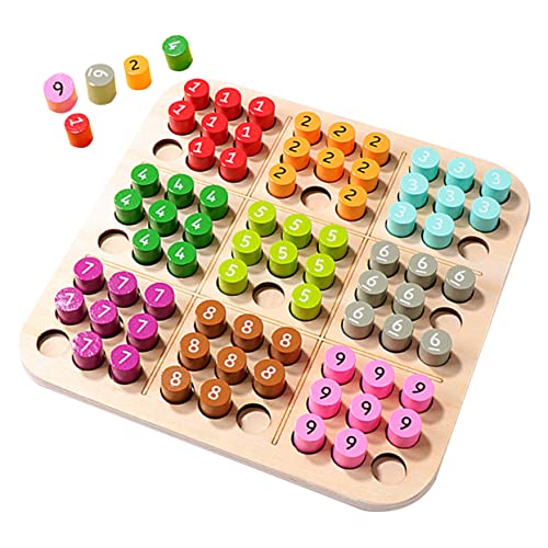 BCOATH 1 Satz Einfaches Regenbogen-Sudoku Mathe-Rätsel Sudoku-Spiel für Kinder Mathe Denksportaufgabe Gehirnspielzeug Sudoku-Spiel Schach Holz Arithmetik-Sudoku hölzern Colorful von BCOATH