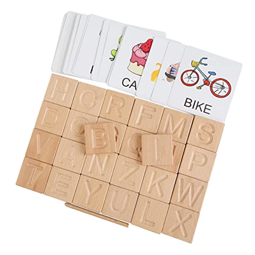 BCOATH 1 Satz Englische Beschreibungsbausteine Alphabet-lernspielzeug Spielzeug Erleuchten Kinderspielzeug Kinder Spielset Schreibübung Alphabet Lerntafel Alphabet-Block-Spielzeug Hölzern von BCOATH