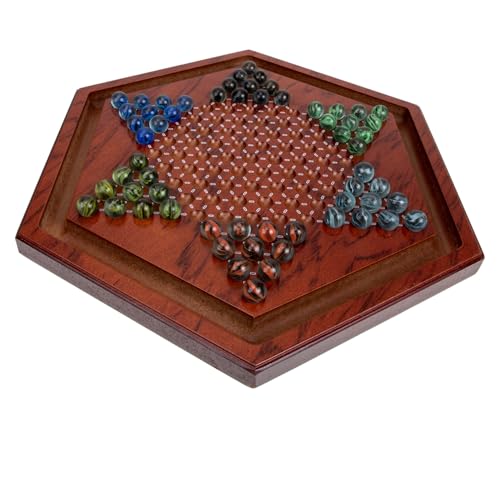 BCOATH 1 Satz Hexagon Holz Checkers Label Chinese Chess dartscheibe Kinder Reisespielzeug für Kinder Halma-Brettspiel Desktop Dame Spiel Spielzeug sechseckige Dame aus Holz Glas Brown von BCOATH