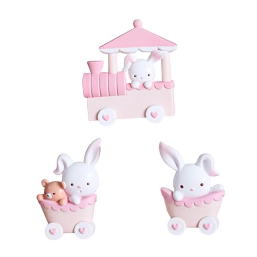 BCOATH 1 Satz Kleines Feuer des Rosa Kaninchens Kaninchen-Zug-dekor Cupcake-Topper Zum Geburtstag Tiere Puppenhaus Dekor Häschen-kuchenverzierungen Miniatur-häschenfiguren Minihase PVC von BCOATH