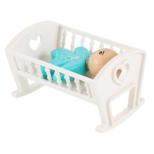 BCOATH 1 Satz Puppenhausbett Mini Hausbett Puppenhaus-Miniaturkrippe Miniaturbettmodell Babypuppenbett Puppenbett Dekoration babybett Miniatur-Krippenmodell Puppenhaus-Krippenmodell Holz von BCOATH