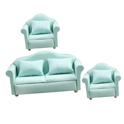 BCOATH 1 Satz Puppenhaussofa Puppenstubencouch Mini-Sofamodell mit Blumenmuster puppenstubenmöbel Dollhouse Furniture kleines Sofa Fotorequisite entzückendes kleines Sofa Stoff Green von BCOATH