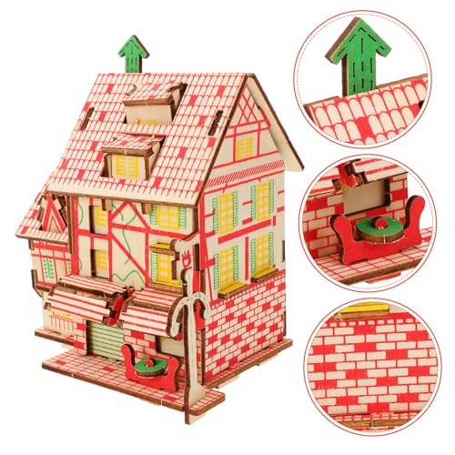 BCOATH 1 Satz Puzzle Denksportaufgaben Rätsel Miniatur-Hausbausatz Spielzeug für Kinder Geburtstagsgeschenk spaß Zusammenbau eines Holzhausmodells DIY Holz-Windmühlenhaus hölzern von BCOATH