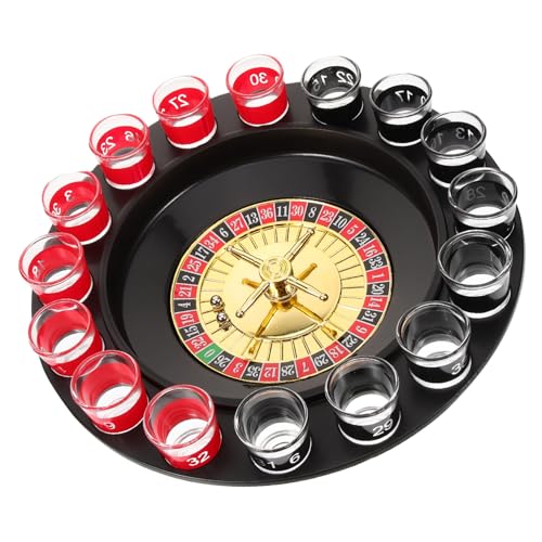 BCOATH 1 Satz Weindrehteller Roulette Trinken Trinkversorgung Würfel Trinken Party- -Roulette-Rad Partyzubehör Roulette-gläser Schnapsgläser Roulette-Requisite Sporttrinkspiel Glas von BCOATH