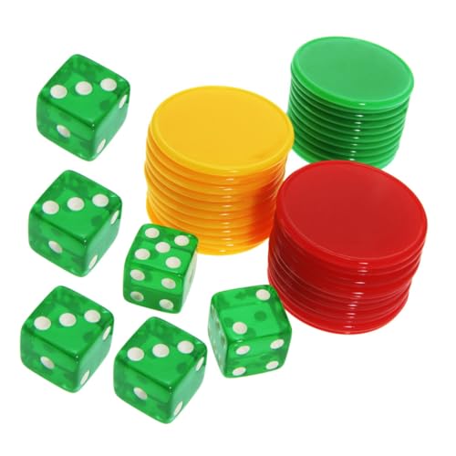 BCOATH 1 Satz Würfel-Chip-Set unterhaltungsspiele Spiele für draußen Gaming Accessoires Board gamees 6-seitiger Spielwürfel tragbare Pokerchips Würfelspiel Spielzubehör Kunststoff Acryl von BCOATH