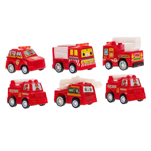 BCOATH 1 Set/6 Stück Baufahrzeug Spielzeug Lastwagen Mini Feuerwehrautos Mit Push and Go Funktion Ideales Lernspielzeug Für Kinder Ab 3 Jahren Perfektes Für Jungen Und Mädchen von BCOATH