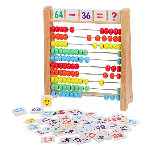 BCOATH Rechenbrett Zählendes Spielzeug 1 Set Abacus Rechenrahmen Für Holzspielzeug Zur Mathematischer Fähigkeiten Mit 110 Lernkarten Montessori Zählhilfe Für Vorschulkinder Und Kleinkinder von BCOATH