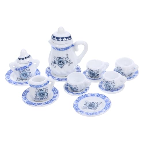 BCOATH 1 Set Mini Teeservice Aus Keramik 1/12 Puppenhaus Zubehör Mini Teller Miniatur Teetasse Küche Rollenspiel Spielzeug Spielzeug Küchenzubehör Mini Teekanne Miniatur von BCOATH