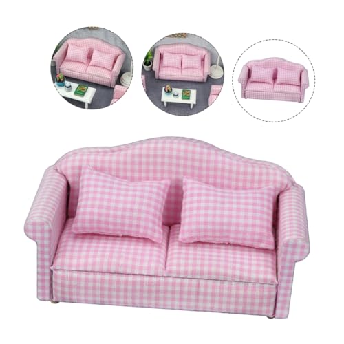 BCOATH 1 Set Miniatur Sofa Für Puppenhaus Puppenhaus Möbelmodell Mit Kissen Spielzeugmöbel Für Kreative Rollenspiele Ideal Für Kinder Ab 3 Jahren von BCOATH