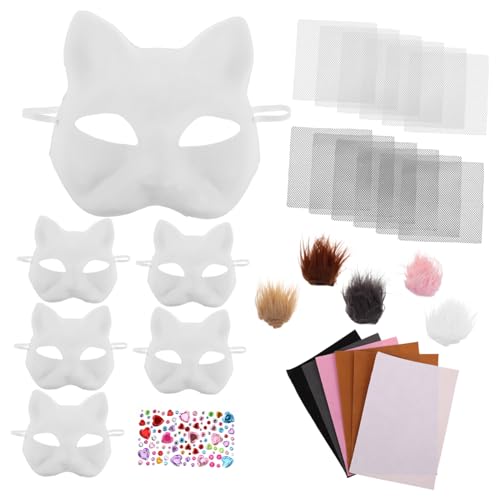 BCOATH Set Mit Katzenmotiv Blanko Bemalbar Für Cosplay Unbemalt Weiß Für Halloween von BCOATH