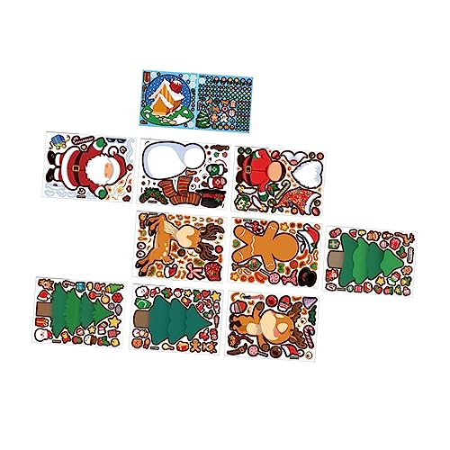 BCOATH 10 Blätter Weihnachtsaufkleber Kinderpuzzle Urlaubsparty-Aufkleber Rätsel Für Kinder Wandtattoo Weihnachten Weihnachtsmann-schneemann-Aufkleber Von Weihnachtsmann-aufklebern PVC von BCOATH