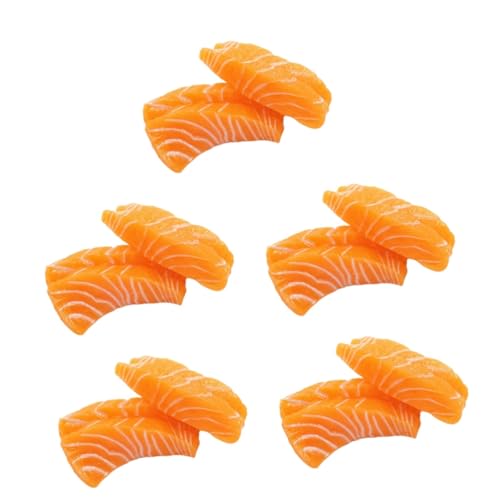 BCOATH 10 STK Modell Lachsfilet Dekor Essen Spielen Tisch Fälschung Scheibe Home Decor wohnungseinrichtung Szenenfotografie Requisiten Plastiknahrungsmittelspielzeug für Kinder PVC Orange von BCOATH