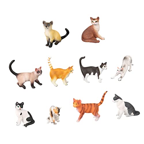 BCOATH 10 Stück Katzenspielzeug Tierfiguren & Katzenstatuen Dekorative Katzendekorationen Für Kinder Gefälschte Katzenfiguren Verschiedenen Designs von BCOATH