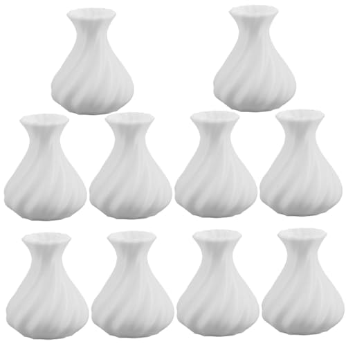 BCOATH 10St Puppenhausvase kleine vasen deko vasen Puppenhaus Vase Puppenhaus Zubehör Blumen vase Puppenhausdekorationen Mini-Blumenvase Mini-Blumenflaschenmodell Puppenvase Plastik Weiß von BCOATH