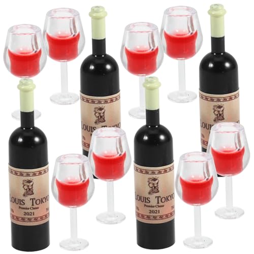 BCOATH 12 Sätze Mini-Rotwein Alkohol Mini-weinflaschen Tasse Miniaturflaschen Puppenhaus-miniaturflasche Miniatur-dekor Flaschenspielzeug Spielzeug Aus Weinflaschen Plastik von BCOATH