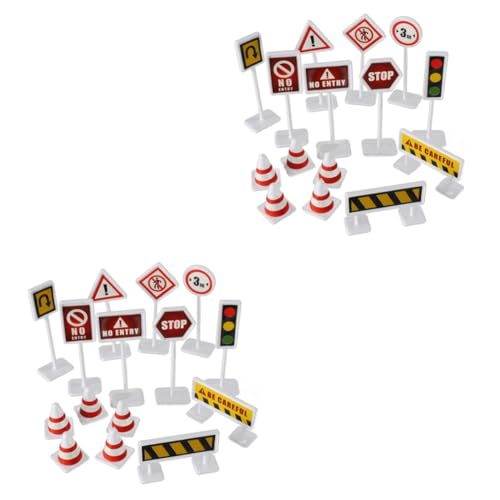 BCOATH 12 Sätze Straßensperre Zeichen Verkehr Rollenspiel Ampeln Ampelzeichen Puzzle-Spielzeug Straßenschild Spielset Spielzeug für Kinder kinderspielzeug Straßenkegel Mini-Straßensperre von BCOATH