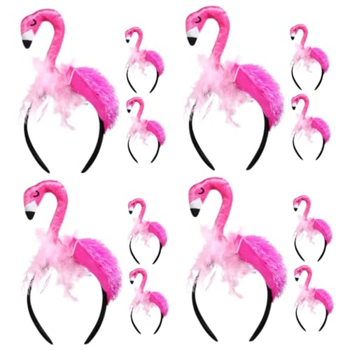 BCOATH 12 Stk Flamingo-Stirnband Hawaii Flamingo-Kostüm Kinder-Cartoon-Haarband Stirnbänder faschingskostüme fasnachtskostüme Stirnband für Frauen schönes Cartoon-Stirnband Samt Rosy von BCOATH