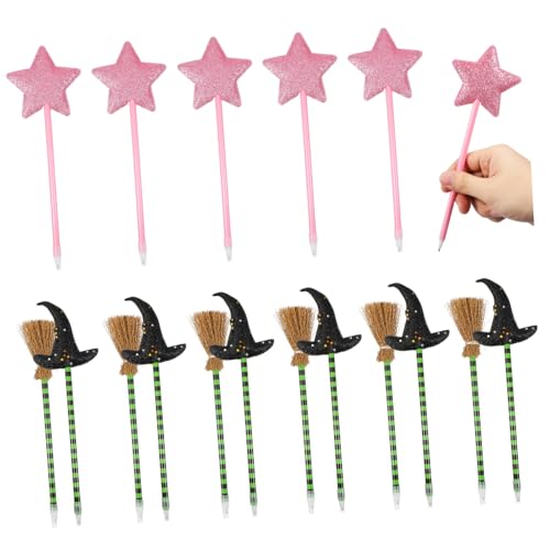 BCOATH 18 . Teiliges Kugelschreiber Halloween Motiv mit Hexenhut Besen Stern Stabile Kunststoffkugelschreiber für Partygeschenke Schulpreise Kreatives Schreiben und Basteln BCOATH 18 . Teiliges Kugelschreiber Halloween Motiv mit Hexenhut Besen Stern Stabile Kunststoffkugelschreiber für Partygeschenke Schulpreise Kreatives Schreiben und Basteln von BCOATH