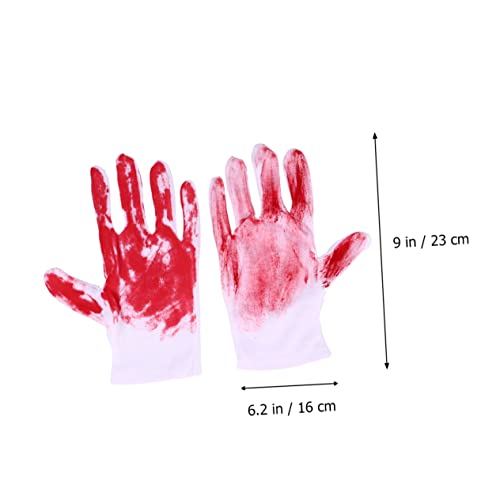 BCOATH 2 Paar Weiße Bluthandschuhe Maskerade Dekorationen Halloween-dekorationszubehör Blutige Handschuhe Prop Halloween-Horror-Requisiten Halloween-kostüm-Handschuhe Vinyl Rot von BCOATH