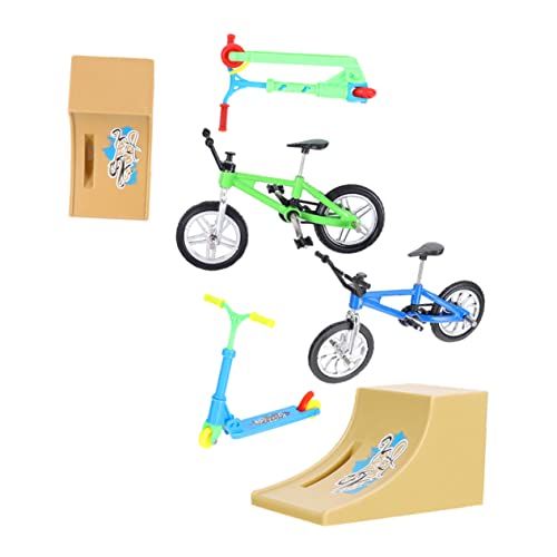 BCOATH 2 Sätze Fingerrad Finger-Scooter-Rampen-Set Brettspiel Spielzeug Heimtrainer faltbares Fahrrad kinderspielzeug Spielzeug für Kinder Fingerscooter-Kit Fingerbike mit Rampe Plastik von BCOATH