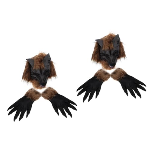 BCOATH 2 Sätze Wolf-handschuh-maske Halloween Gruselige Maskenklauen Wolfsmaske Kinder Bullenkostüm Wolf Kostüm Männer Wolf Kostüm Für Herren Anime-masken Karnevalsmasken Tiermasken Vinyl von BCOATH