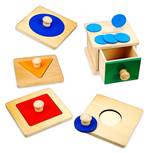 BCOATH 2 Satz Münzbox Kinder Puzzle rätselbuch Kinder Toy Montessori-Spielzeug für Babys von 6-12 Monaten Bausteine ​​für Kinder geometrische Blöcke Spielzeug für Kleinkinder Holz von BCOATH