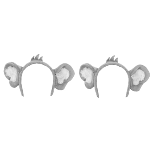 BCOATH 2 Stk Koala-Stirnband Koalaohren Haarreifen Plüsch Koalaohren Headwrap koala haarreif koala ohren haarreif Haarband Maskerade Haarreifen Haarschmuck für Frauen Polyester Light Grey von BCOATH