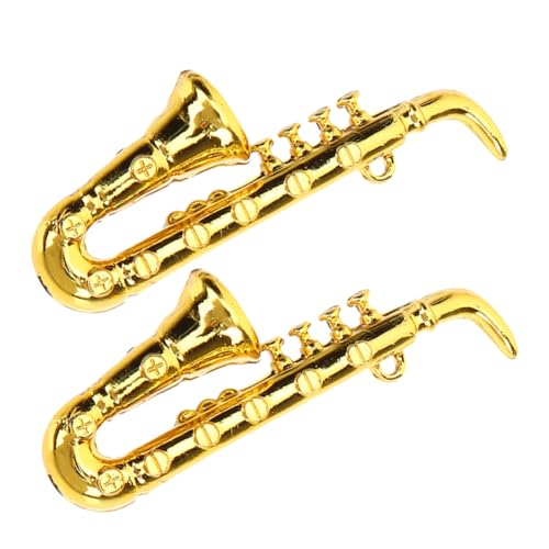 BCOATH 2 Stück Mini Saxophon Miniatur Nachbildung Saxophon Miniaturmöbel Miniatur Saxophon Modell Puppenhaus Mini Musikinstrument Praktischer Miniatur Saxophon Verzierung von BCOATH