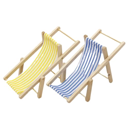 BCOATH 2 Stück Miniatur Strandstuhl Dekoration Mikro Landschaft Mini Liegestuhl Für Puppenhaus Mini Deko Im Strand Stil Perfekte Accessoires Für Garten Und Balkon von BCOATH