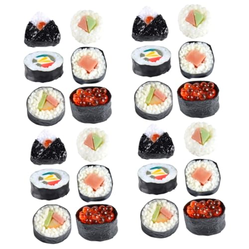 BCOATH 24 STK Sushi-Simulation Künstliches Sushi-Spielzeug Simulationskuchen Fake-Food-Sushi Simuliertes Essen Realistisch Künstliche Sushi-Probe Sushi-Sashimi-Modell Simulation Essen PVC von BCOATH