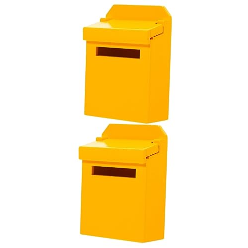 BCOATH 2St Letterbox-Modell Puppe Mini-Briefkasten Figuren für Kinder Mini-Zubehör handwerkskunst handystativ Toy winzige Briefkastendekoration Mini-Briefkasten aus Holz hölzern Yellow von BCOATH