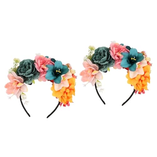 BCOATH 2St Stirnband aus künstlichen Blumen Kostüm hochzeitskranz stirnband wedding hair accessories hochzeits haarschmuck Mädchen-Kranz-Kopfschmuck Simulationsblumen-Haarband Stoff von BCOATH