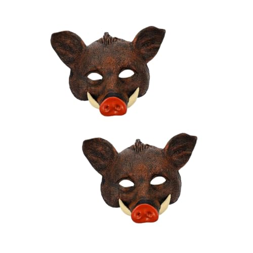 BCOATH 2St Wildschwein Maske Schweinchen Masken Pferdemaske besonderer Look Halloween-Wildschweinmaske halloween costume halloween kleidung Tiere Maske Halloween-Maske Pu Brown von BCOATH