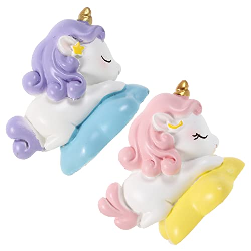 BCOATH 2pcs Puppenhaus Dekorative Mini -Einhorn -dekor Microlandscape Mini Einhornmodell Cartoon Harz Einhorn von BCOATH