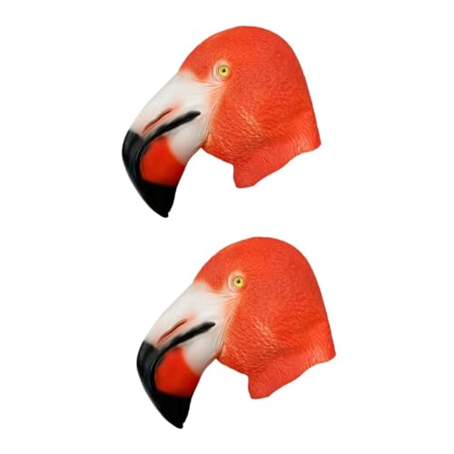 BCOATH 2st Flamingo-maske Halloween Voller Kopf Halloween-kopfbedeckung Horror-maske Tierkopfmaske Halloween-maske Maskerade Partykostüm Halloween-tier Halloween-flamingo Emulsion von BCOATH