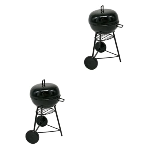 BCOATH 2st Grillverzierung Aus Metall Kleiner Grill Tragbar Mini Zubehör Figur Camping-Layout-stütze Black von BCOATH