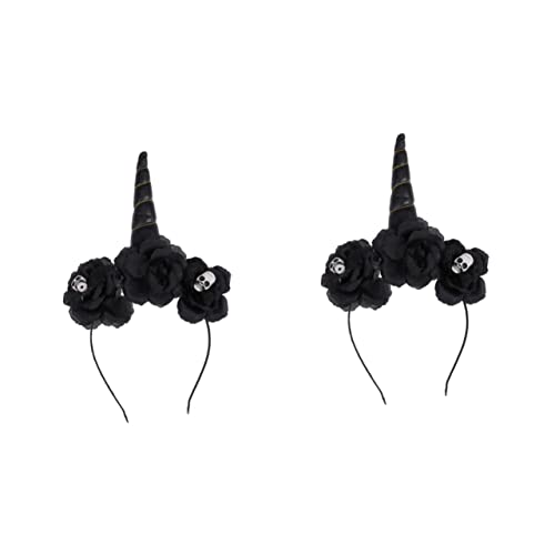 BCOATH 2st Halloween-haarband Mädchen Stirnband Tiara Für Mädchen Halloween-party-requisiten Einhorn Stirnband Stirnbänder Für Perücken Einhorn- Mini-haarbänder Haarschmuck Black von BCOATH