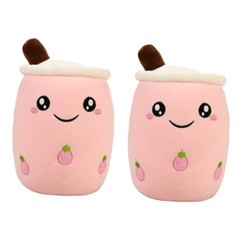 BCOATH 2st Milchtee Puppe Plüsch Baumwollspielzeug Bubble Tea Cup Geformtes Kissen Babyspielzeug Bauchzeitkissen Auto Wurfkissen Bubble-Tea-Puppe Mädchenspielzeug Daunen Baumwolle Rosa von BCOATH